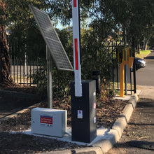 Load image into Gallery viewer, Solar Powered Boom Gate - Your Carbon Neutral Solution to Parking Security - barriers, crash rail containment barriers, custom made, Parking Barriers - Australian Bollards