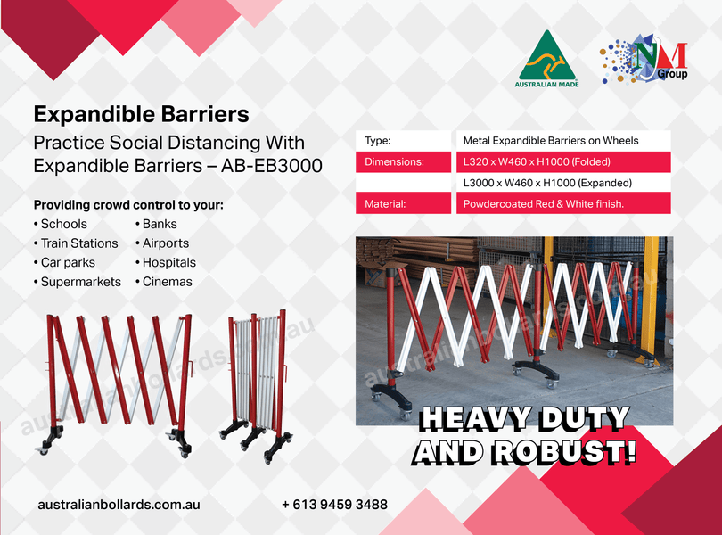 Australian Bollards - Practice Social Distancing with Expandable Barriers