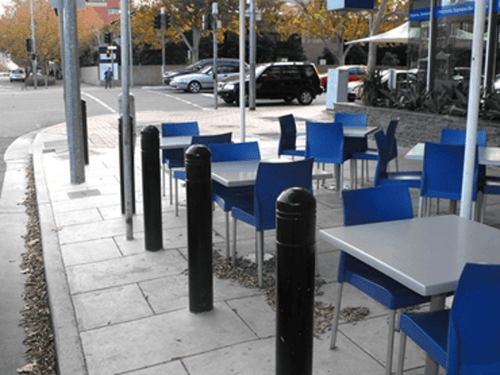 OUTDOOR DINING PROTECTION- ENERGY ABSORBING BOLLARDS - bollards, fixed bollards, sub-surface mounted bollards - Australian Bollards  